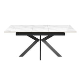 Amari White Sintered Stone Extending Dining Table with Corner Bench - Pendle Village Furniture